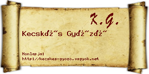 Kecskés Győző névjegykártya